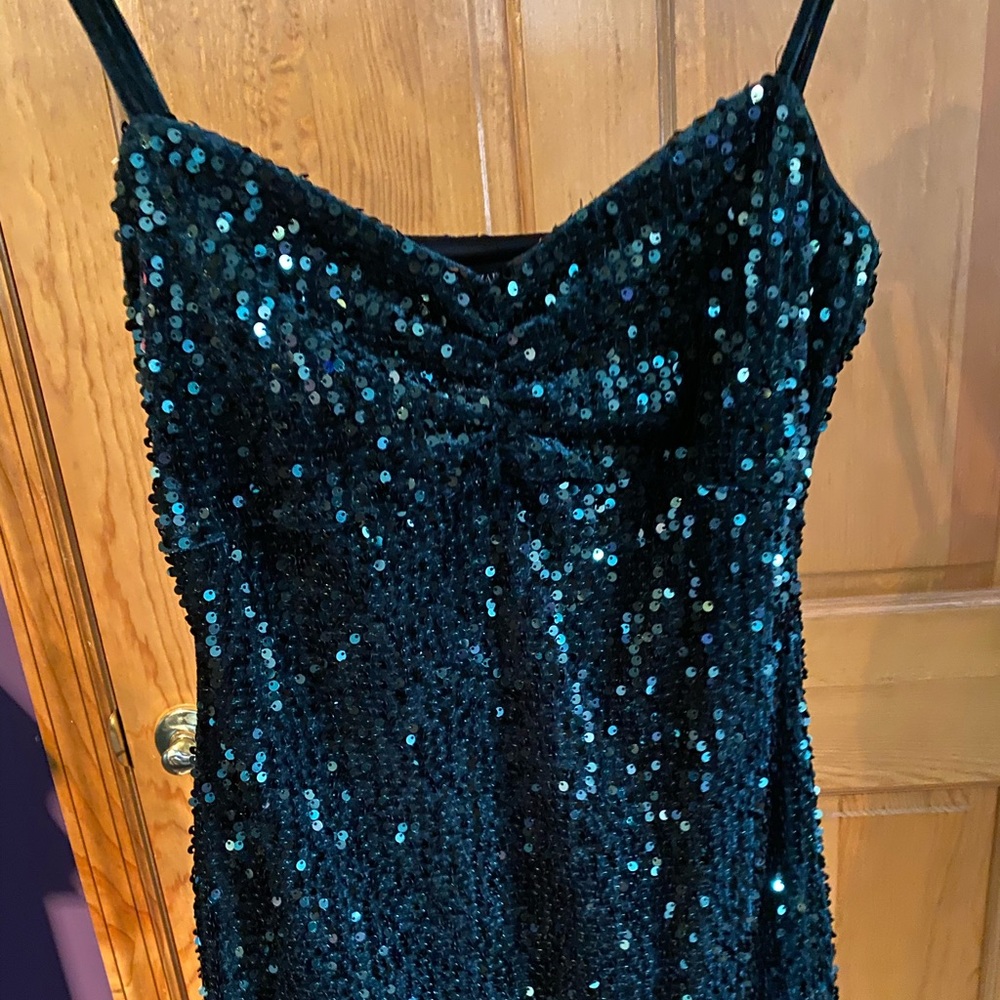 ZARA EMERALD SEQUENCE MINI DRESS